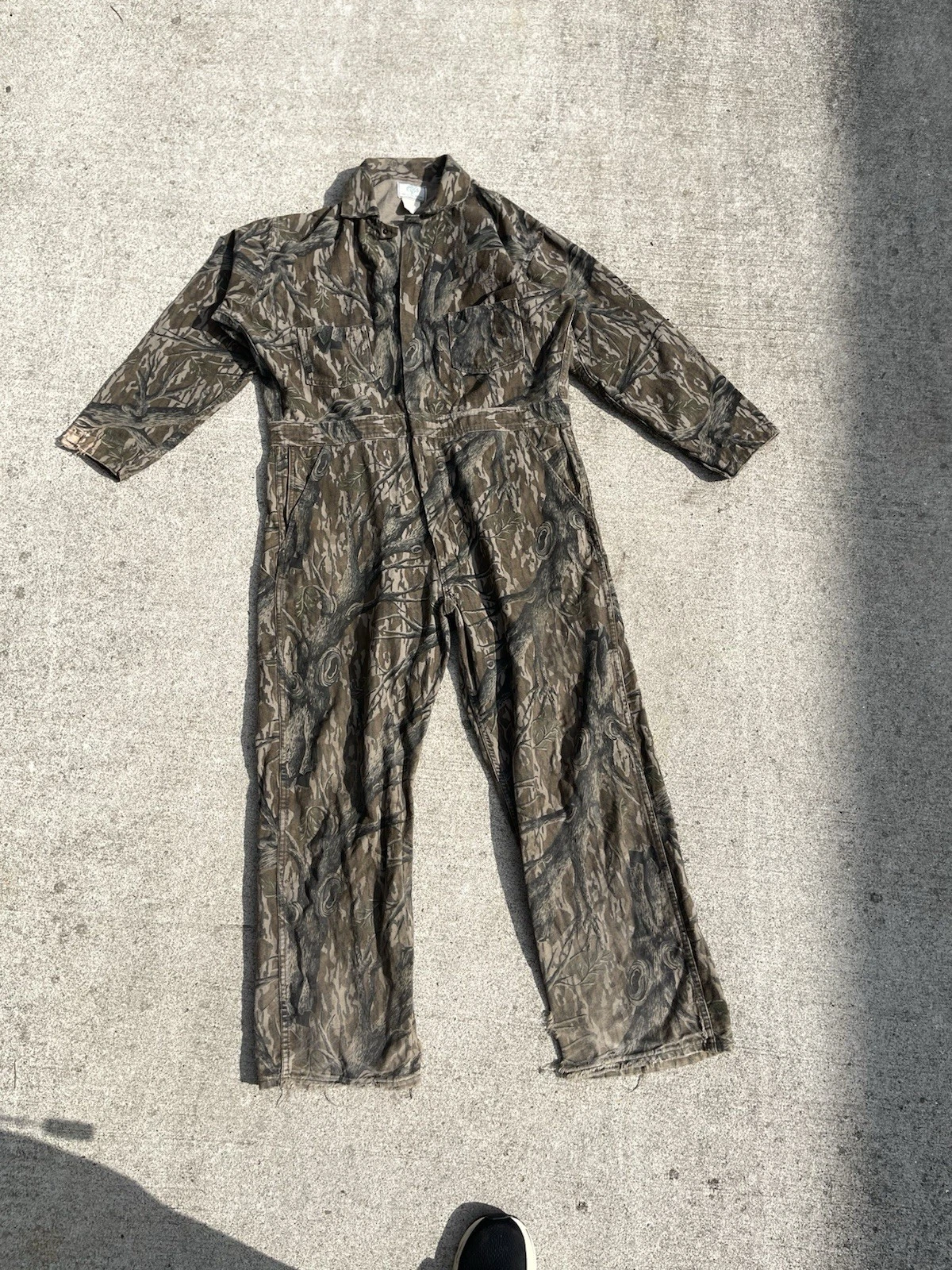 Vintage Mossy Oak Hunting Coveralls Mens Large Reg Treestand Camo USA Outdoor