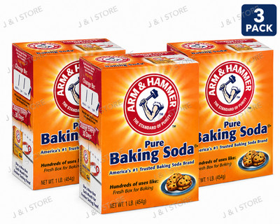 Arm & Hammer Pure Baking Soda 1 lb Boxes (Pack of 3) Multi-Purpose Cleaner