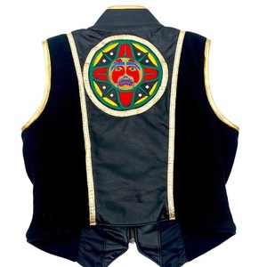 Vintage Diane Olsen Western Leather Vest Womens Sz Sm Black Embroidered Show