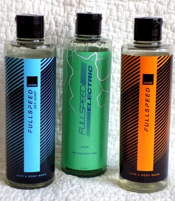 AVON 3 x FULL SPEED FOR MEN HAIR & BODY WASHES ~ JE 250ml *NEU*