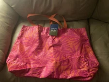 Open Story Pink and Orange Tote Bag Reversible Water Resistant NWT 19”x7”x14.5”