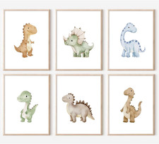 Dinosaur Nursery Wall Art Kids Canvas Poster Boys Room Wall Decor Watercolor Din