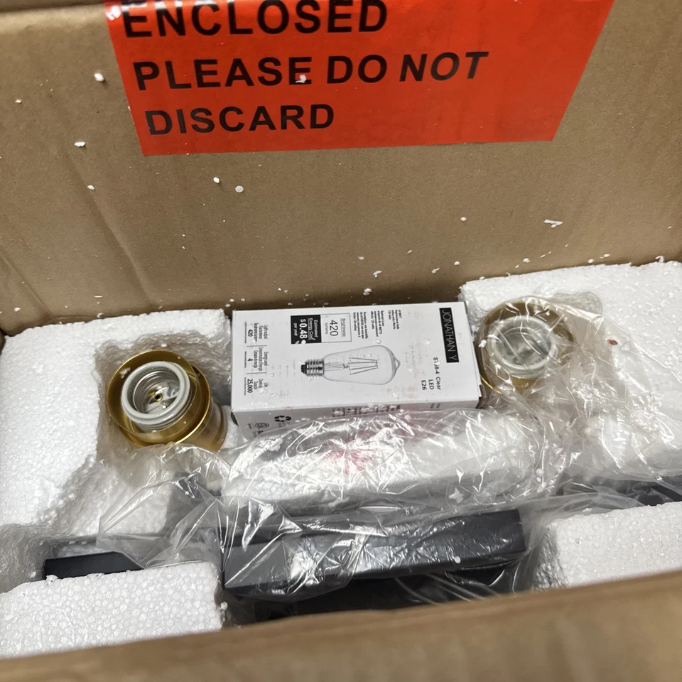 JONATHAN Y Marais 14.5 in. 2-Light Iron/Glass Rustic Vintage LED Vanity Light - Image 3 of 4