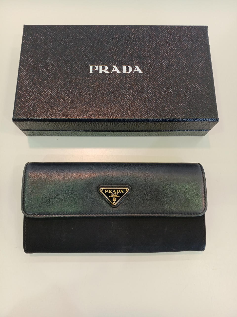 Prada 1M1037 Genuine Leather Bifold Long Wallet for Men