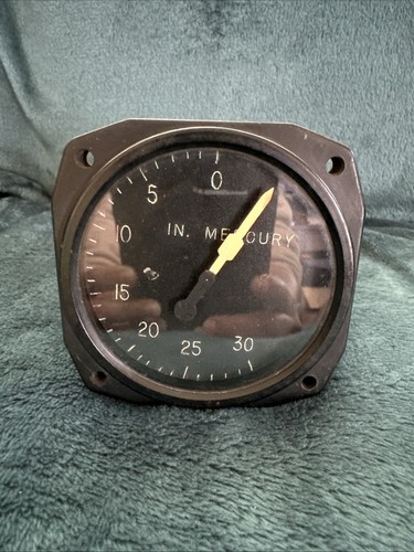 VINTAGE AIRCRAFT GAUGE 0-30 IN MERCURY MANIFOLD PRESSURE GAUGE