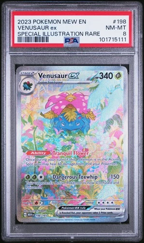 2023 POKEMON MEW EN-151 SPECIAL ILLUSTRATION RARE #198 VENUSAUR EX PSA 8