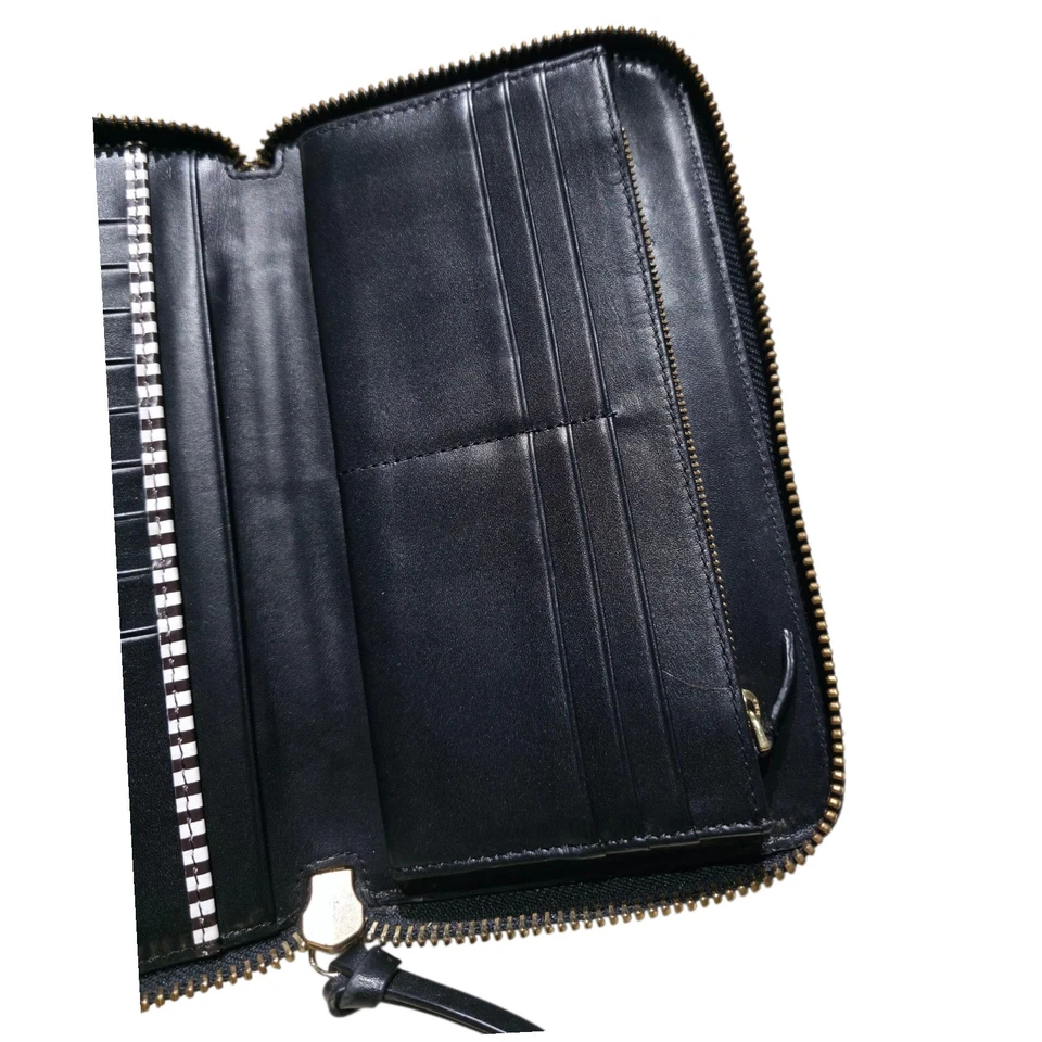 Henri Bendel New York Black Leather Zip Around Continental Wallet Gold Hardware - Image 4 of 4