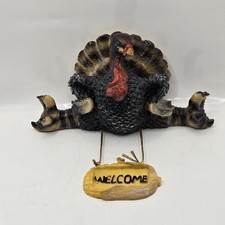 Angry Turkey Shelf Sitter Farmhouse Thanksgiving Resin Art Deco Welcome Sign 7"W