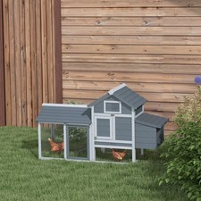 59" Small Wooden Chicken Coop with Removable Tray, Gray