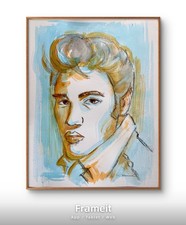 Orange Elvis Presley Painting By Alannah Dyer- Acrylic 9x12 in. Celebrity  Sing