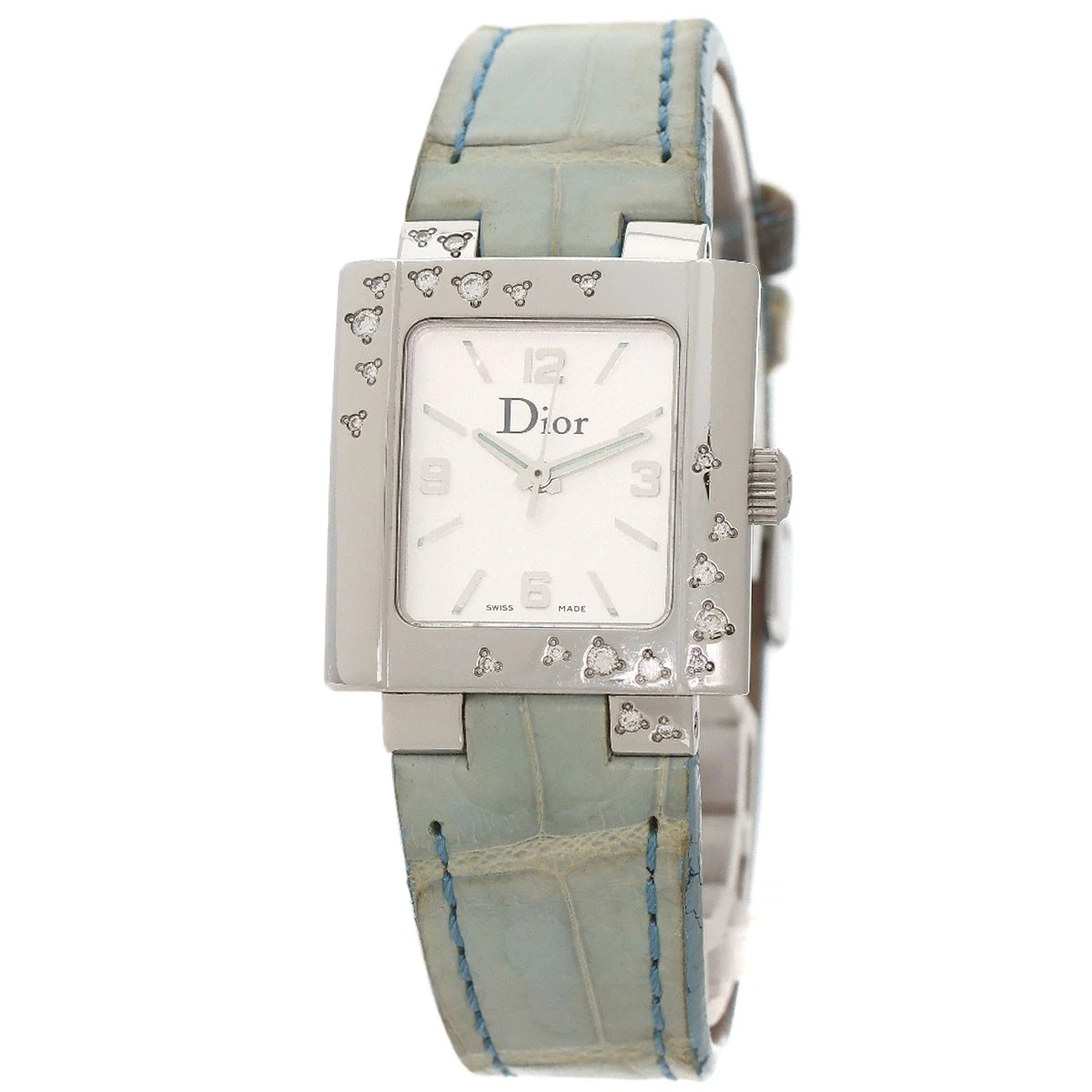 Montre Femme Christian Dior Riva Lunette Diamant Acier Argent Occasion