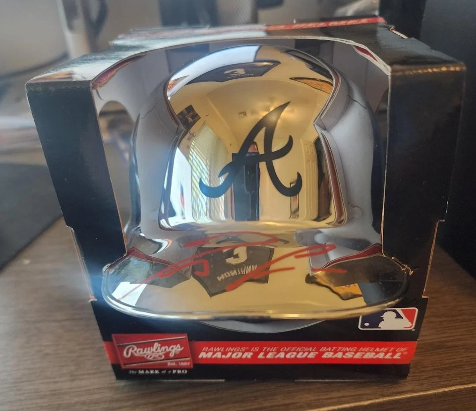 Ronald Acuna Jr Autographed Braves Silver Mini Helmet - Rawlings (Red Ink) - Image 2 of 4