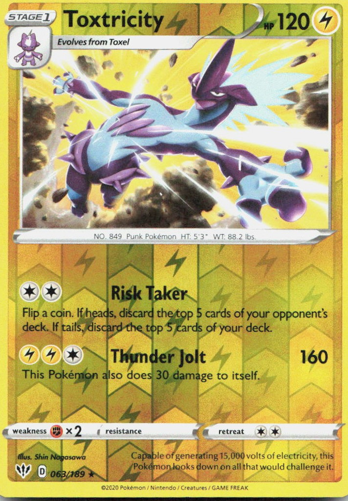 Toxtricity 063/189 SWSH03 Darkness Ablaze Reverse Holo HR NM Pokémon — English