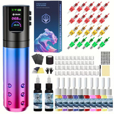 Wireless Tattoo Gun Kit for Beginners, Complete Tattoo Pen Machine Kit with 1800