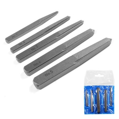 5 PCS Easy Out Bolt Extractor Set Straight Fluted Screw Square Type Carbon