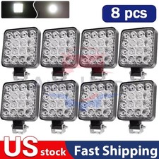 8pcs 80w Led Work Light Truck Offroad Tractor Flood Lights 12v Square 4 Inch New