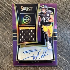 T.J. Watt 2017 Panini Select #RM-TJ Purple Prizm Rookie Patch Auto RPA 23/49
