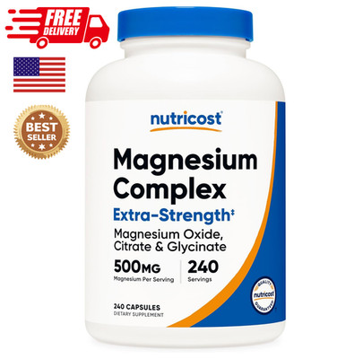 Complejo de magnesio extra fuerte 500 mg,240 cápsulas oxido de magnesio,citrate