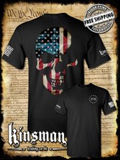 AMERICANA SKULL 2-Sided T-Shirt Patriotic United States American Flag Biker USA