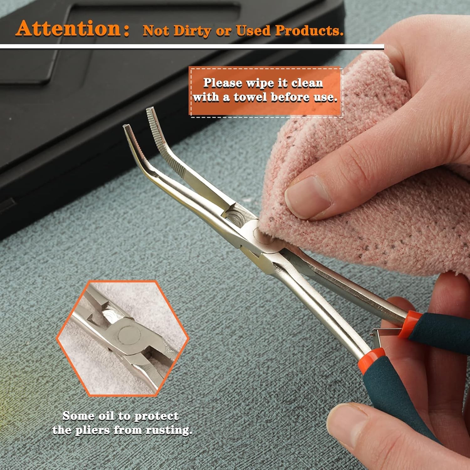 SPEEDWOX Long Reach Needle Nose Pliers with Serrated Jaws Bend Blue 