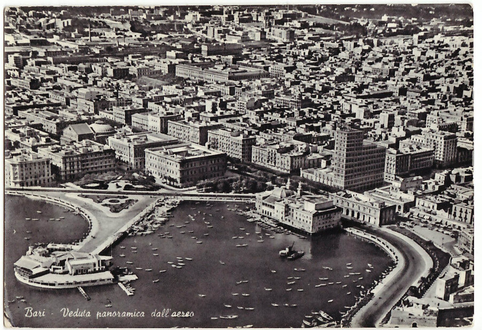 BARI - VEDUTA PANORAMICA DALL'AEREO - VIAGG. 1963 -