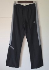 NWT Under Armour Boys Black Gray Track Warm Up Pants, loose fit,YLG 14/16, 130
