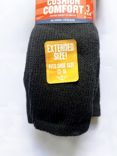 NEW 3 PAIRS MENS DOCKERS CUSHION COMFORT COTTON BLEND SOCKS SIZE 13-15 BLACK - 第 2/5 張圖片