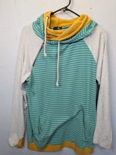 Ampersand Avenue Teal/Ivory Long Sleeve Double Hoodie Women's Size Medium 7100