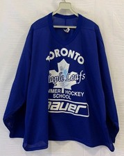 Vintage Toronto Maple Leafs Summer Hockey School Jersey Bauer Blue Signed #226