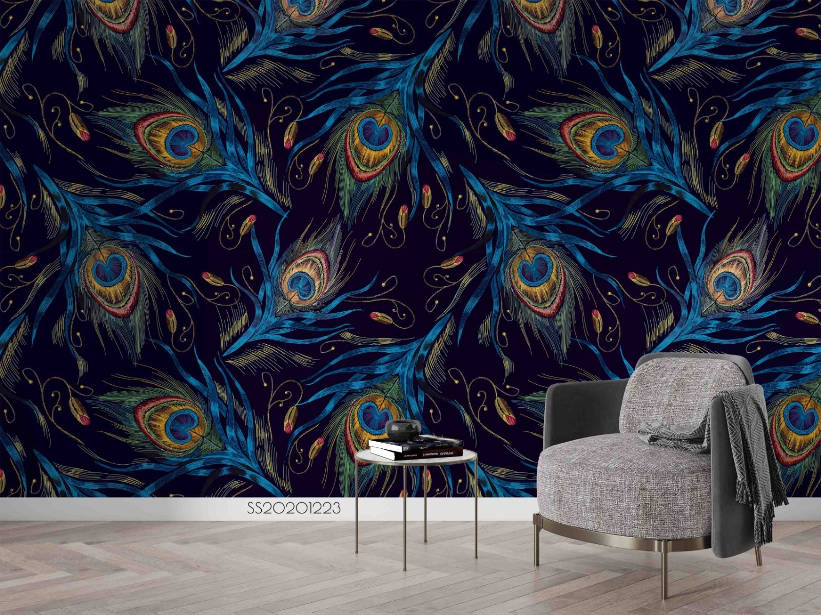 3D Peacock Feathers Pattern Wall Murals Wallpaper Murals Wall Sticker