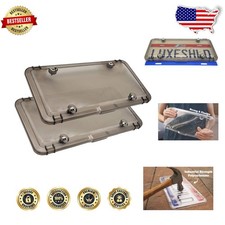 Smoked License Plate Covers 2-Pack | Durable Polycarbonate | USA Made | Unive...