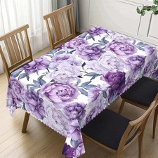 Flower Bloom Elegant Rectangle Tablecloth Vintage Peonies Table Cloth Floral ...