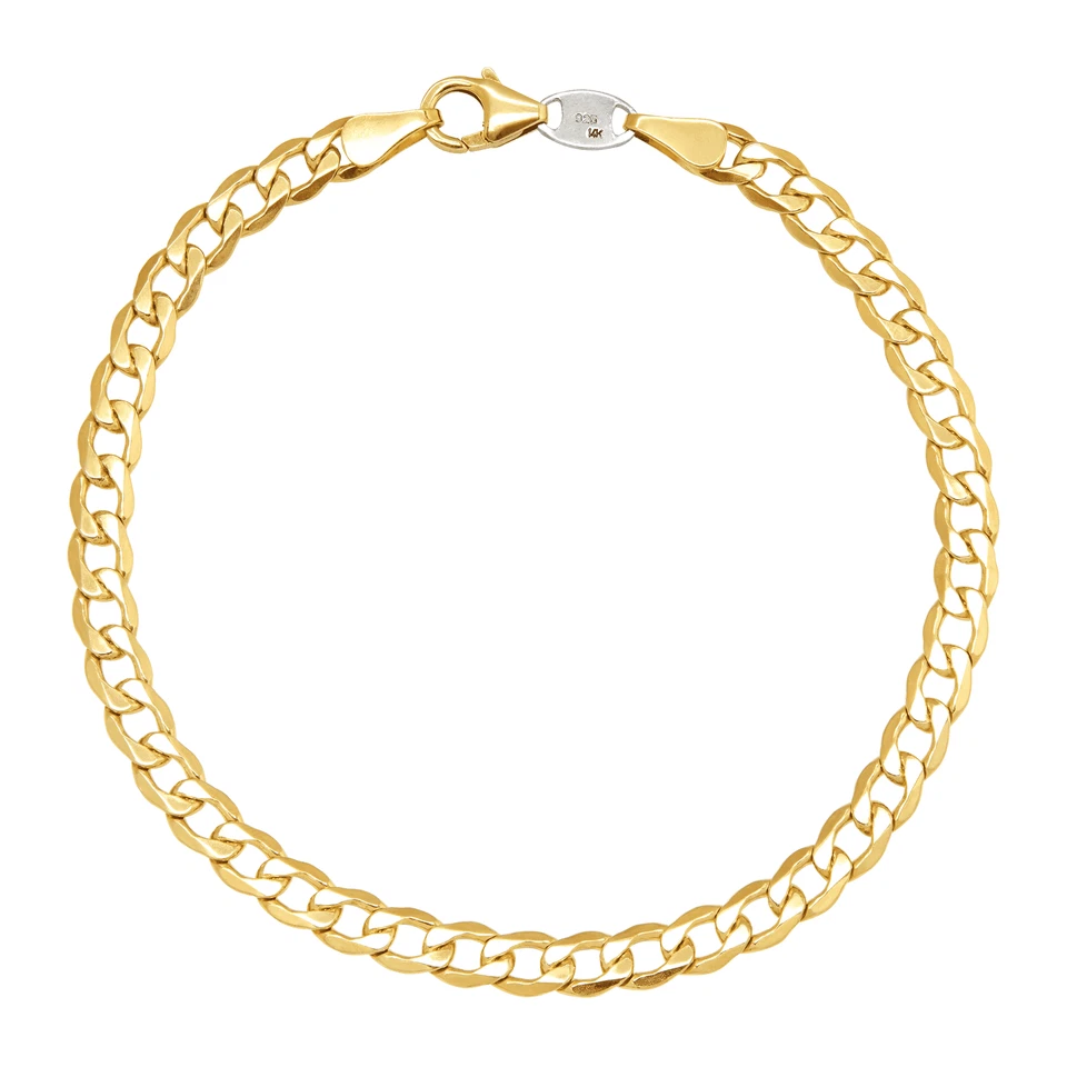 Brazalete de cadena Finecraft de 5 mm en plata de ley unida a oro de 14 K, 8"