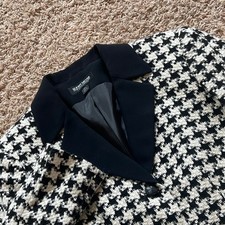 John Meyer Collection Houndstooth Tweed Blazer Black White Size 12