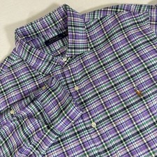 Polo Ralph Lauren Men s XL Purple Green Plaid Check Long Sleeve Button Up Shirt