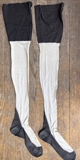 C 1900 - 20s Edwardian Brown White Stockings Flapper