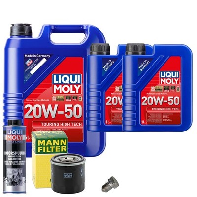 Motoröl 20W50 LIQUI MOLY Hightech 7L+MANN Ölfilter+Spülung+Ölablassschraube