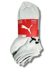 PUMA SOCKS WOMEN'S - NO SHOW - SOLID 253 - WHITE - SHOE SZ 5-9.5 -PACK 6