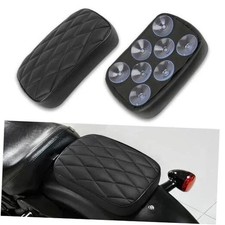Motorcycle Leather Pillion Rear Passenger Pad Seat 8 Suction Diamond Black