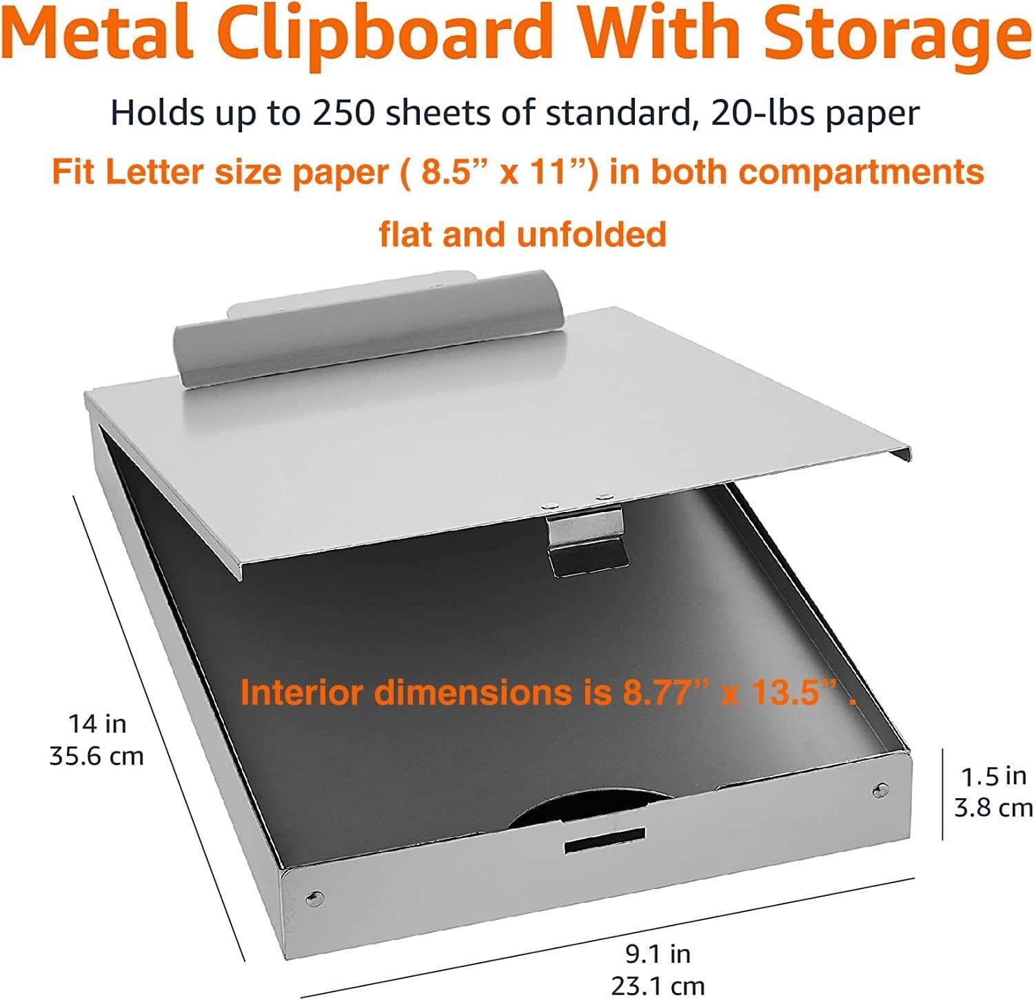 Metal Clipboard Case Paper Storage Box Aluminum Form Holder