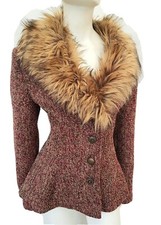 Joe Browns Lady's Fit&flare Jacket Detachable Faux Fur Collar Sz 14 Vgc
