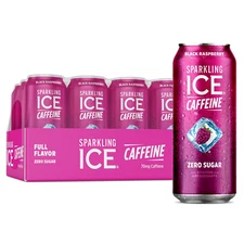 Sparkling Ice Caffeine Black Raspberry Water with Caffeine Zero Sugar Pack of 12
