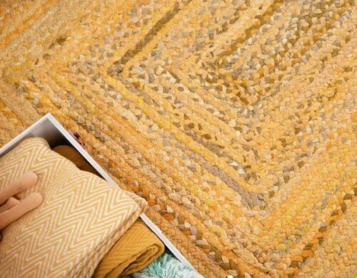 Alfombra de corredor estilo trenzado 100 % algodón natural alfombra de sala alfombra moderna Foto 2 de 4