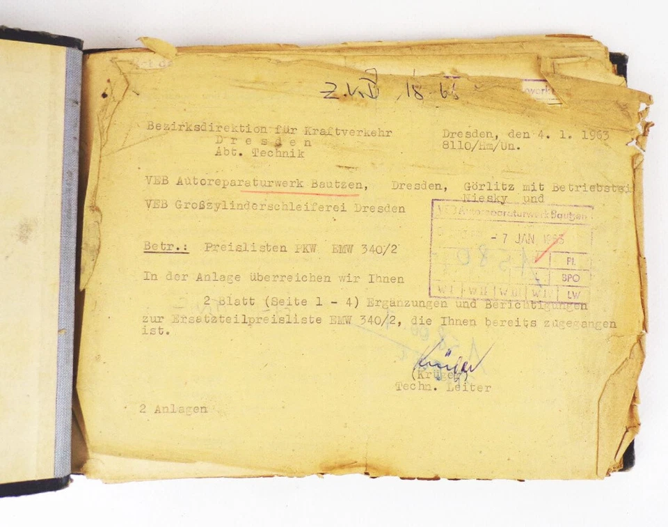 Alte Ersatzteil Preisliste PKW EMW 340 VEB Automobilwerk Eisenach - Bild 2 von 4