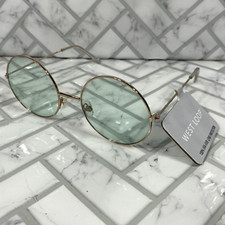 NWT West Loop Sunglasses FF 20 19 MNT FWG Gold Frame Mint Green Lens 100 UVA-UVB