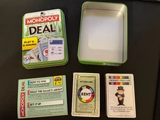 Monopoly Deal Card Game Green Tin Box Version Ages 8+