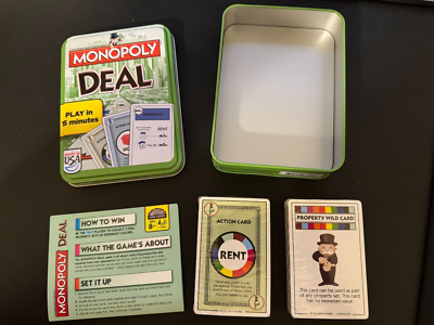 Monopoly Deal Card Game Green & Black Tin Box Version Ages 8+ (2 Boxes) |  eBay