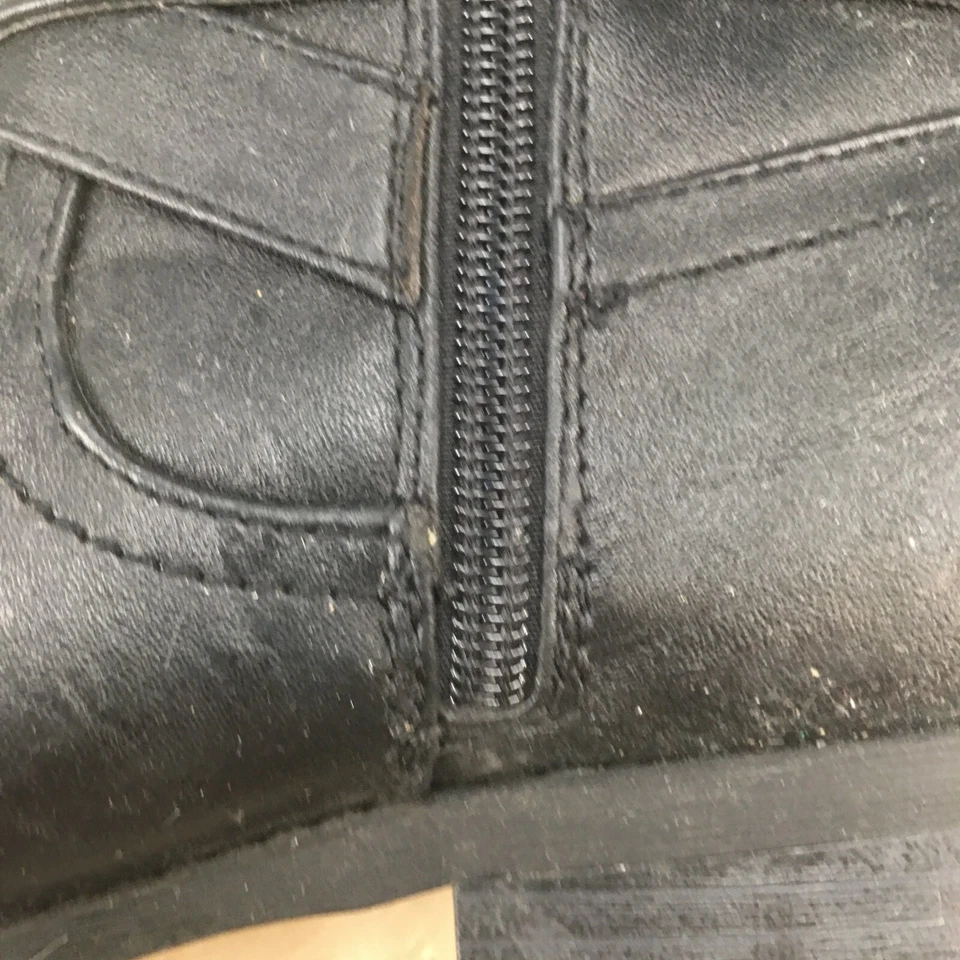 Guess Boots Womens 5.5 M Tall Riding Black Leather Knee-Hi Round Toe Block Heels - Image 3 of 4