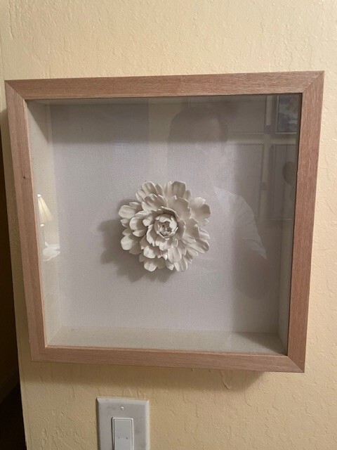 3D White Flower Wall Art 14"x14" Wood Frame