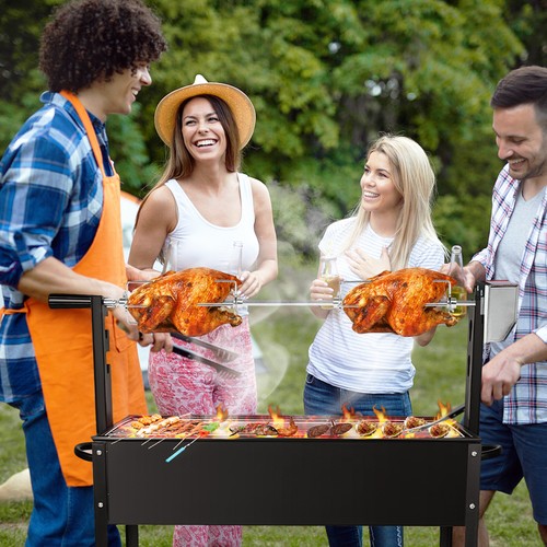 BBQ Grillspieß Set Rotisserie 117 cm mit 4 Fleischnadeln und Motor Automatisch - Bild 6 von 12